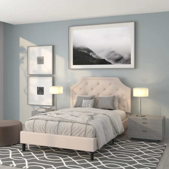 Elegant Button Tufted Upholstered Platform Bed Frame – Full Double Size with Modern Design