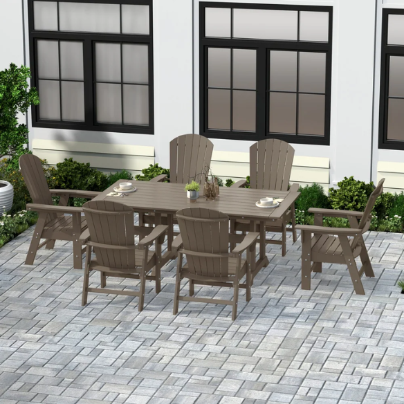 7-Piece Eco-Friendly All-Weather Outdoor Dining Set with Armchairs – Comfortable, Stylish, and Durable for Your Patio or Backyard