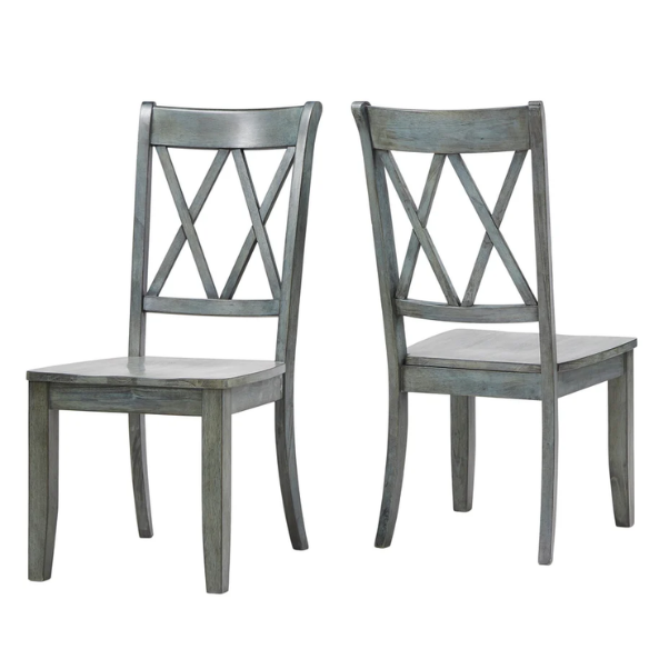 Farmhouse X-Back Solid Wood Dining Chairs (Set of 2) – Rustic Kitchen or Dining Room Seating