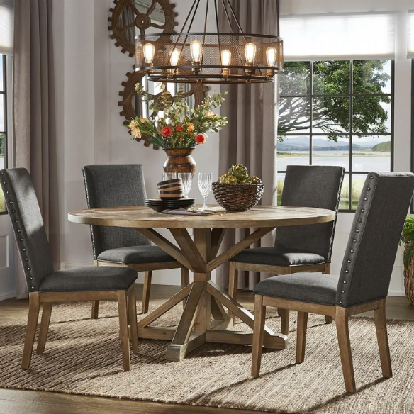 Modern Fabric and Wood Dining Set – Where Elegance Meets Comfort and Style