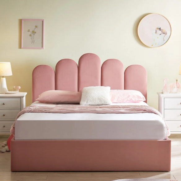 Elegant Hydraulic Velvet Upholstered Platform Bed – Full Double Size with Lift-Up Storage for Ultimate Space Saving