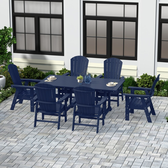 7-Piece Eco-Friendly All-Weather Outdoor Dining Set with Armchairs – Comfortable, Stylish, and Durable for Your Patio or Backyard