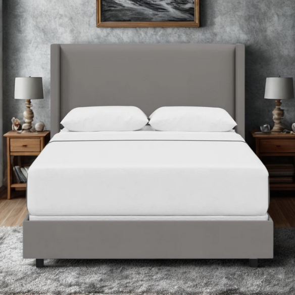 Cozy and Sleek Modern Queen Size Upholstered Wingback Bed