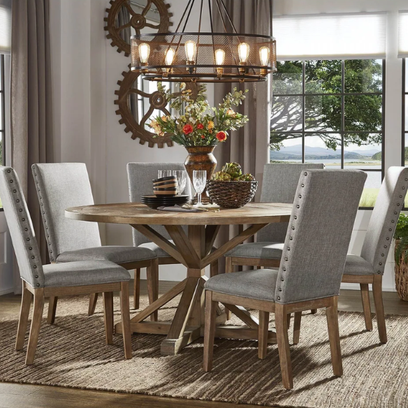 Modern Fabric and Wood Dining Set – Where Elegance Meets Comfort and Style