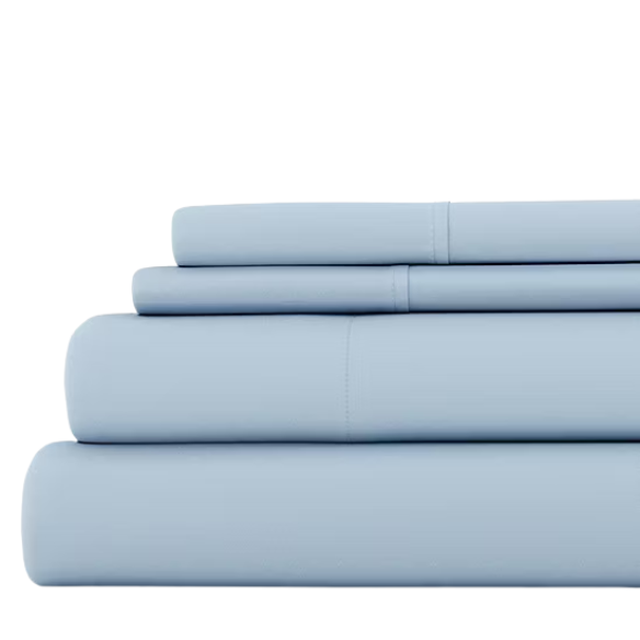 Light Blue Deep Pocket Microfiber Sheet Set – 4-Piece Soft, Wrinkle-Free Bedding with Pillowcases