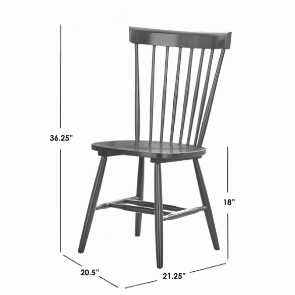 Farmhouse Spindle Back Dining Chairs – Set of 2, Solid Rubberwood