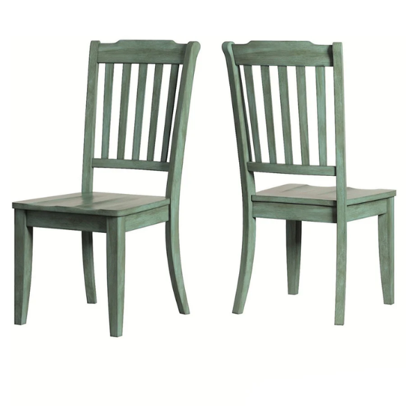 Slat-Back Solid Wood Dining Chairs – Set of 2 Farmhouse Kitchen or Dining Room Chairs