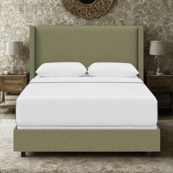 Cozy and Sleek Modern Queen Size Upholstered Wingback Bed