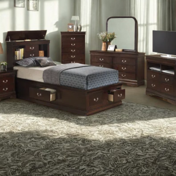 Wooden Bookcase Storage Twin Bed – Space-Saving Design with Stylish Shelving
