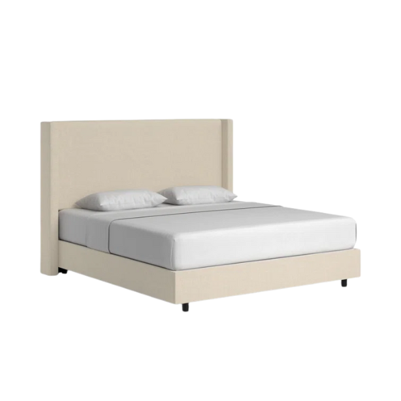 Cozy and Sleek Modern Queen Size Upholstered Wingback Bed