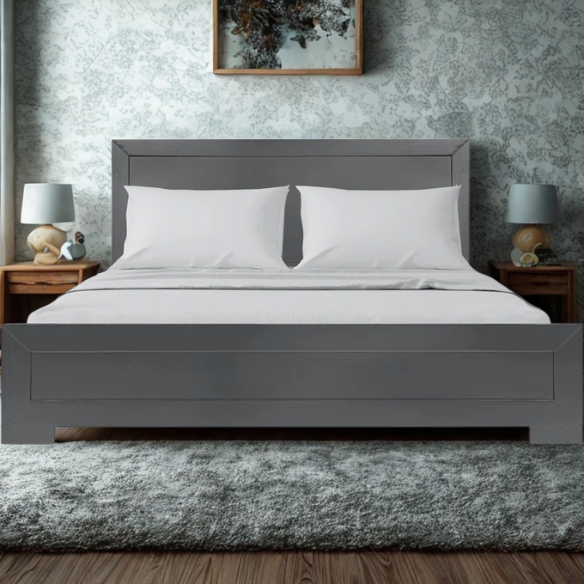 Neutral-Colored Solid Wood Queen Size Low Profile Platform Bed