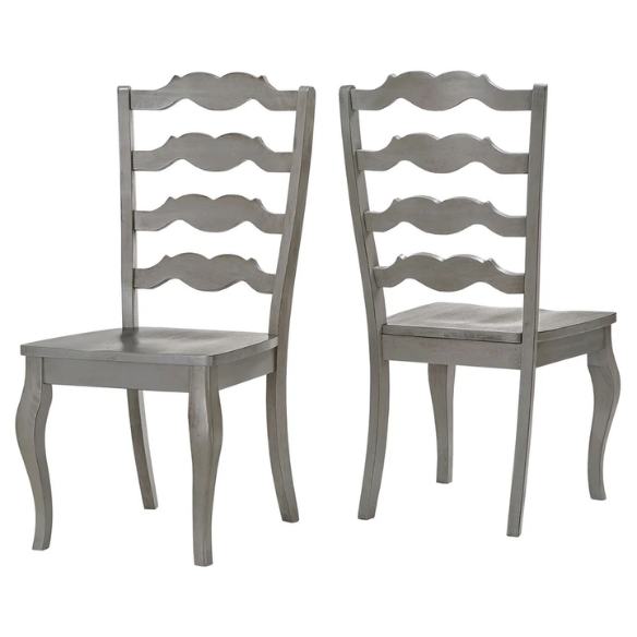 Rustic Ladder Back Solid Wood Dining Chairs (Set of 2) – Farmhouse Style Kitchen or Dining Room Seating