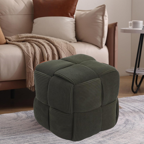 Forest Green Corduroy Ottoman – Stylish and Durable Footrest for Home or Office