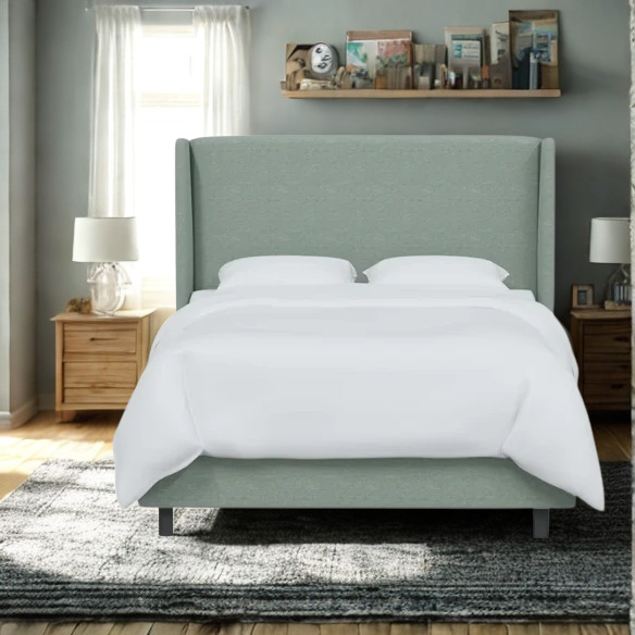 Cozy and Sleek Modern Queen Size Upholstered Wingback Bed