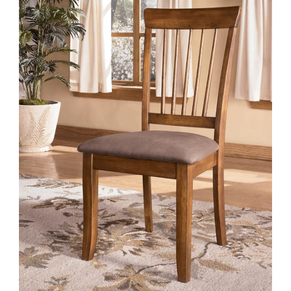 Dining Side Chairs (Set of 2) – Stained Wood Frame, Spindle Back Design, Cushioned Microfiber Seats for Comfort & Easy Assembly