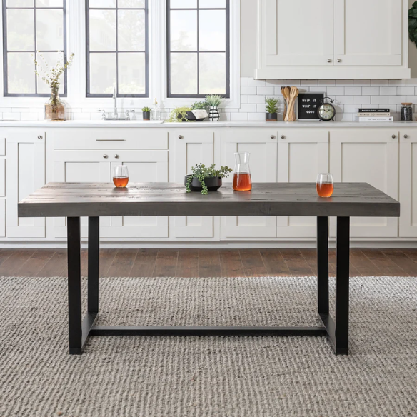 72-Inch Solid Wood Distressed Dining Table – Rustic Industrial Charm for Any Dining Room