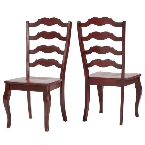 Rustic Ladder Back Solid Wood Dining Chairs (Set of 2) – Farmhouse Style Kitchen or Dining Room Seating