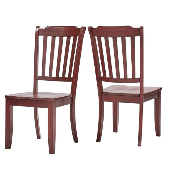 Slat-Back Solid Wood Dining Chairs – Set of 2 Farmhouse Kitchen or Dining Room Chairs