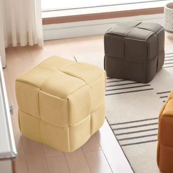 Mustard Yellow Corduroy Ottoman - Stylish, Comfortable Footrest for Any Room