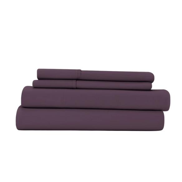 Purple Deep Pocket Microfiber Sheet Set – 4-Piece Soft, Wrinkle-Free Bedding with Pillowcases