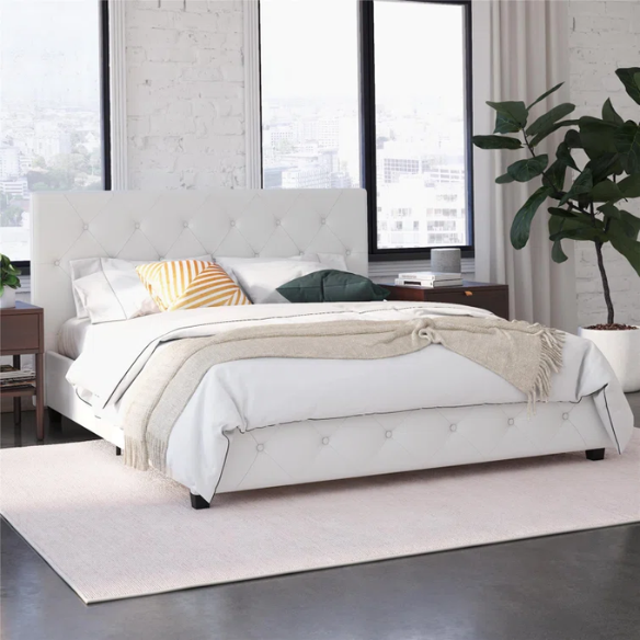 Luxurious Faux Leather Platform Bed – Full Double Size with Sleek Modern Design
