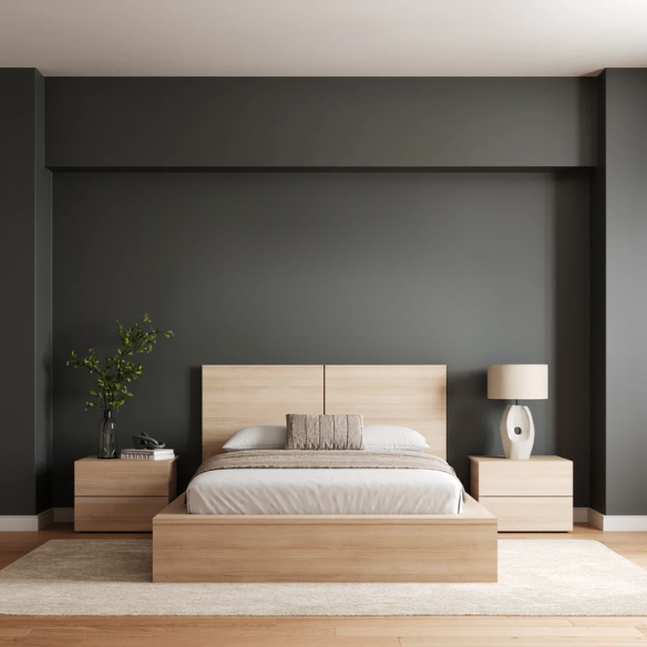 Elegant 3-Piece Wood Bedroom Set – Full Double Size Bed with Stylish Headboard and 2 Matching Nightstands