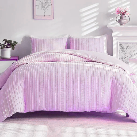 Luxurious Tufted Duvet Cover Set – Queen Size | Striped Textured Boho Bedding | Ultra-Soft Washed Microfiber | 3-Piece Set