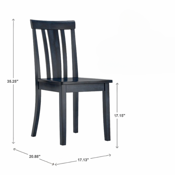 Set of 2 Farmhouse Slat Back Wooden Dining Side Chairs – Solid Wood, Rustic Kitchen or Dining Room Seating