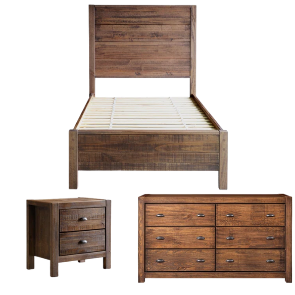 Rustic Solid Wood 3-Piece Twin Bedroom Set – Timeless Design & Durable Craftsmanship