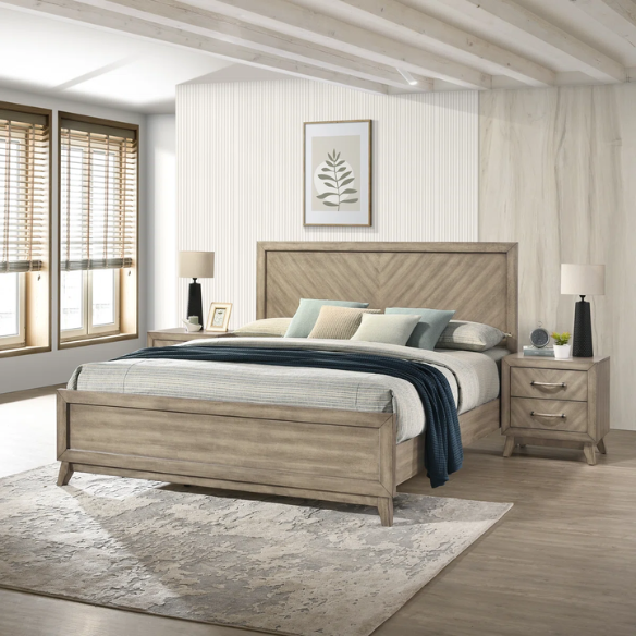 Timeless Elegance 3-Piece Queen Bedroom Set in Antique Gray with Metal Accents and Dovetail Construction