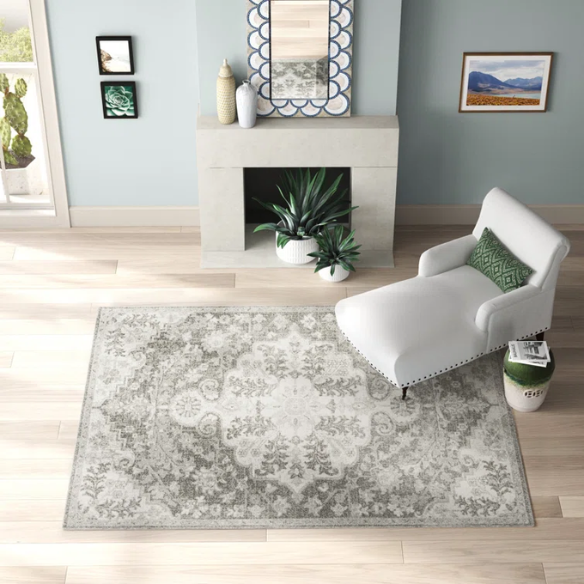 Timeless Traditional Woven Area Rug – Machine-Woven Polypropylene, Medium Pile, Durable and Easy to Clean