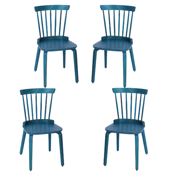 Solid Wood Slat Back Windsor Dining Chairs (Set of 2) – Sturdy, Eco-Friendly Construction with Ergonomic Backrest & Adjustable Foot Pads