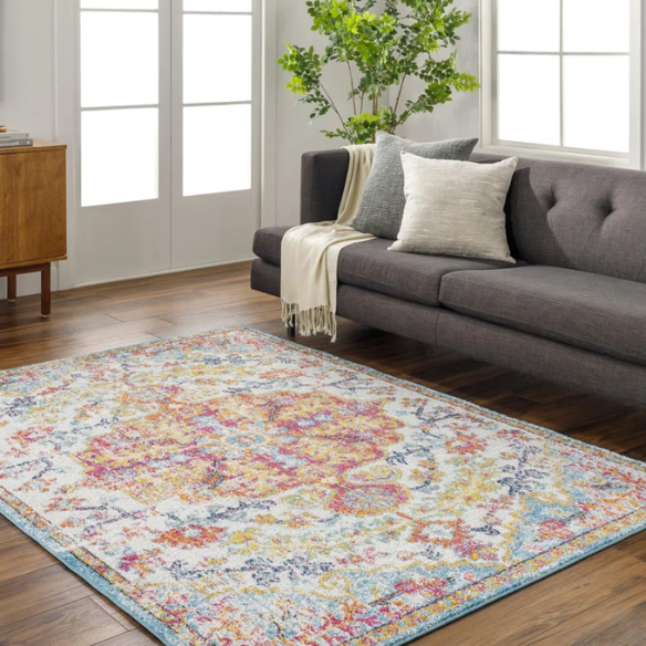 Timeless Traditional Woven Area Rug – Machine-Woven Polypropylene, Medium Pile, Durable and Easy to Clean
