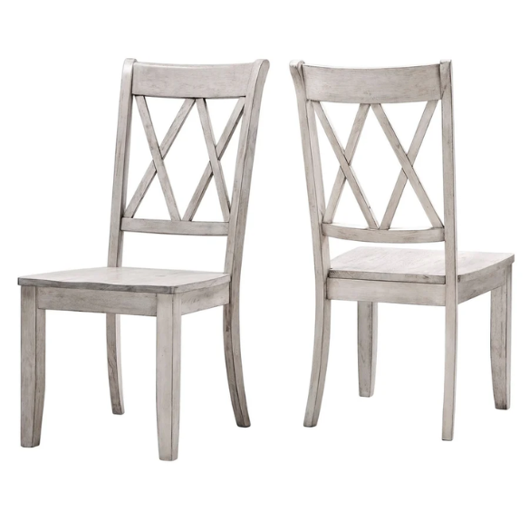 Farmhouse X-Back Solid Wood Dining Chairs (Set of 2) – Rustic Kitchen or Dining Room Seating