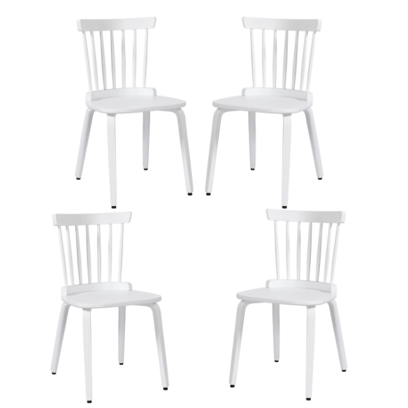 Solid Wood Slat Back Windsor Dining Chairs (Set of 2) – Sturdy, Eco-Friendly Construction with Ergonomic Backrest & Adjustable Foot Pads