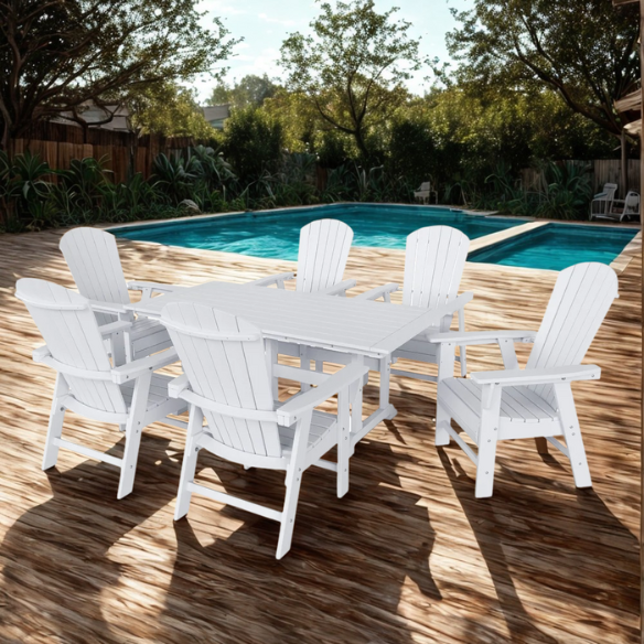 7-Piece Eco-Friendly All-Weather Outdoor Dining Set with Armchairs – Comfortable, Stylish, and Durable for Your Patio or Backyard