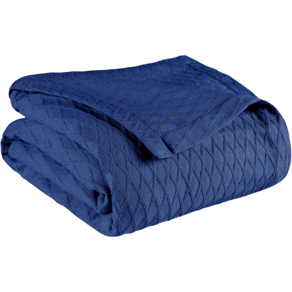 Blue Weave Cotton Blanket – Elegant, Soft & Breathable All-Season Comfort