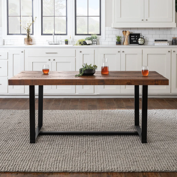 72-Inch Solid Wood Distressed Dining Table – Rustic Industrial Charm for Any Dining Room