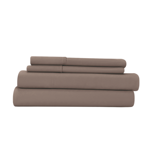 Taupe Deep Pocket Microfiber Sheet Set – 4-Piece Soft, Wrinkle-Free Bedding with Pillowcases