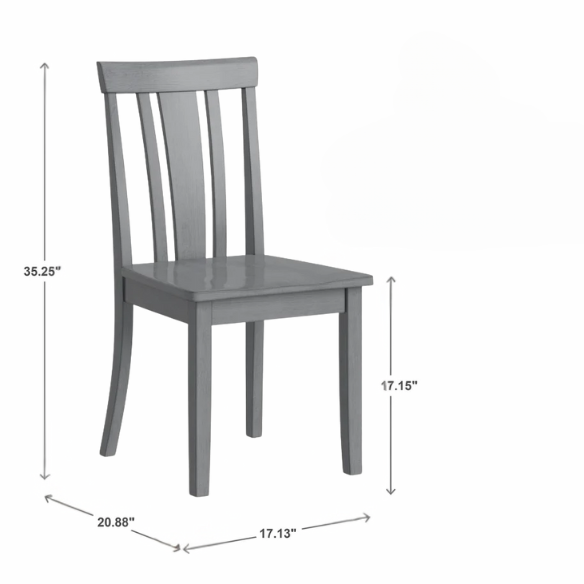 Set of 2 Farmhouse Slat Back Wooden Dining Side Chairs – Solid Wood, Rustic Kitchen or Dining Room Seating
