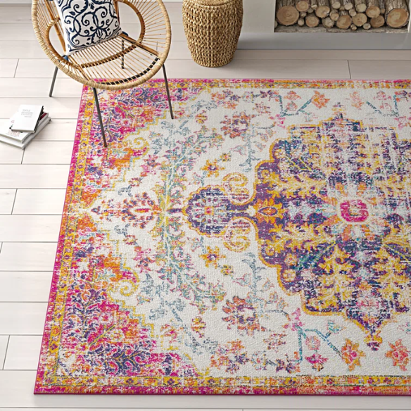 Timeless Traditional Woven Area Rug – Machine-Woven Polypropylene, Medium Pile, Durable and Easy to Clean