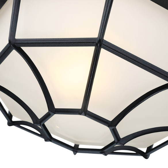 1-Light Retro Textured Ceiling Mount Light Fixture with Frosted Glass – Vintage-Inspired Black Ceiling Light for Home, Farmhouse, and Commercial Spaces