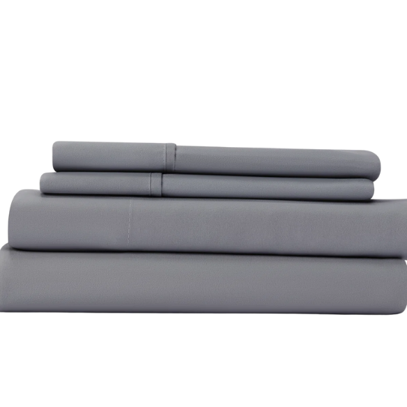 Grey Deep Pocket Microfiber Sheet Set – 4-Piece Soft, Wrinkle-Free Bedding with Pillowcases