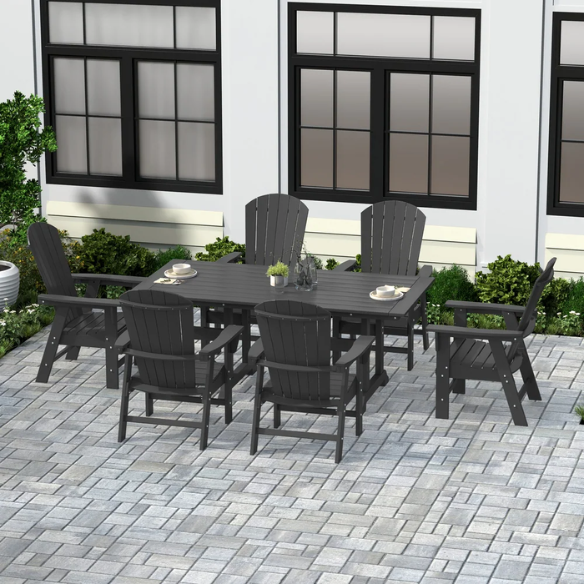7-Piece Eco-Friendly All-Weather Outdoor Dining Set with Armchairs – Comfortable, Stylish, and Durable for Your Patio or Backyard