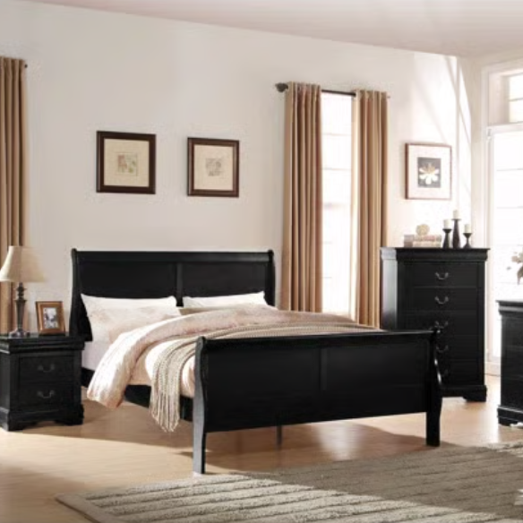 Sleek Glossy Finish 6-Piece Sleigh Aesthetic Twin Bedroom Set: Modern Elegance Redefined
