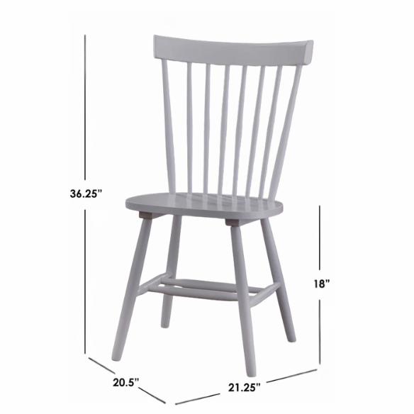 Farmhouse Spindle Back Dining Chairs – Set of 2, Solid Rubberwood