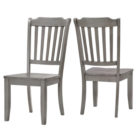 Slat-Back Solid Wood Dining Chairs – Set of 2 Farmhouse Kitchen or Dining Room Chairs