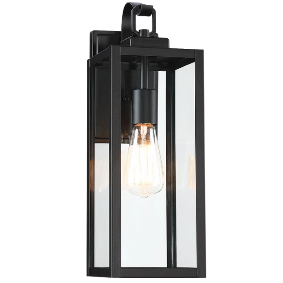 1-Light Outdoor Matte Black Wall Sconce – Durable Die-Cast Aluminum with Clear Glass Panels, Weather-Resistant, Anti-Rust, and Anti-Corrosion for Year-Round Use
