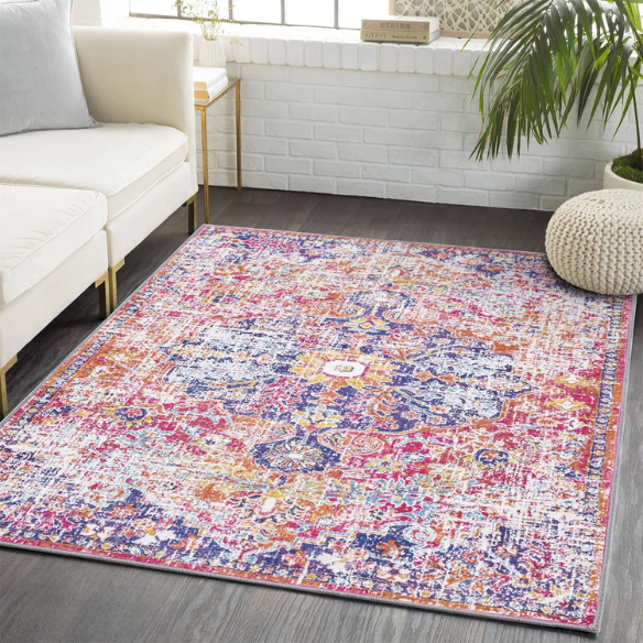 Timeless Traditional Woven Area Rug – Machine-Woven Polypropylene, Medium Pile, Durable and Easy to Clean