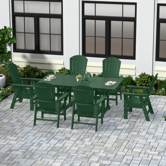 7-Piece Eco-Friendly All-Weather Outdoor Dining Set with Armchairs – Comfortable, Stylish, and Durable for Your Patio or Backyard